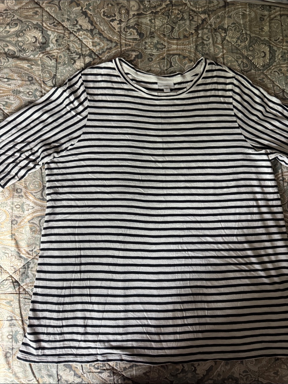 J. Jill Black and White Striped Long Sleeve Tee